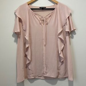 Express Chiffon Ruffle Top Blouse Women Size XL